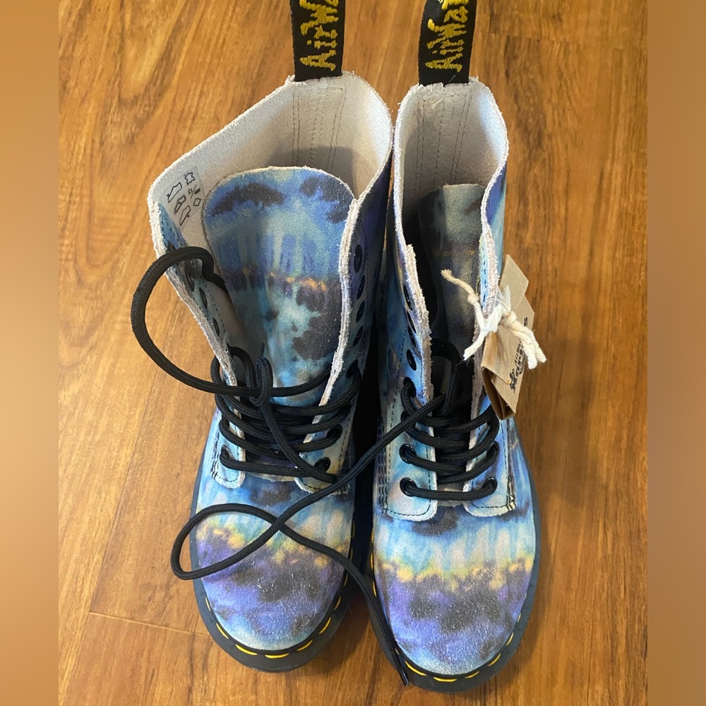 Dr. Martin boots - blue tie dye combat boots. Rare and unique! Never worn!